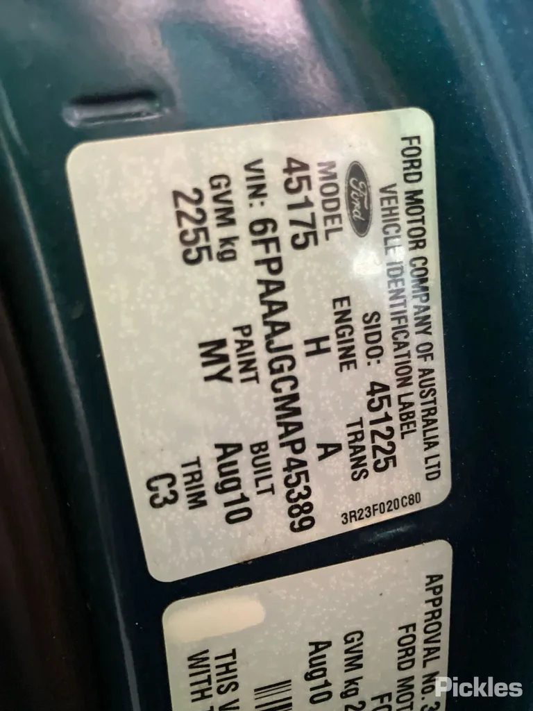 2010 Ford Falcon Ute Damaged VIN 6FPAAAJGCMAP45389 – dashboard