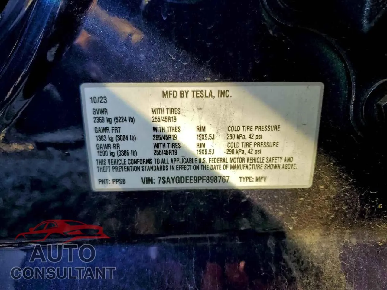 2023 TESLA MODEL Y Damaged VIN 7SAYGDEE9PF898767 – photo 13