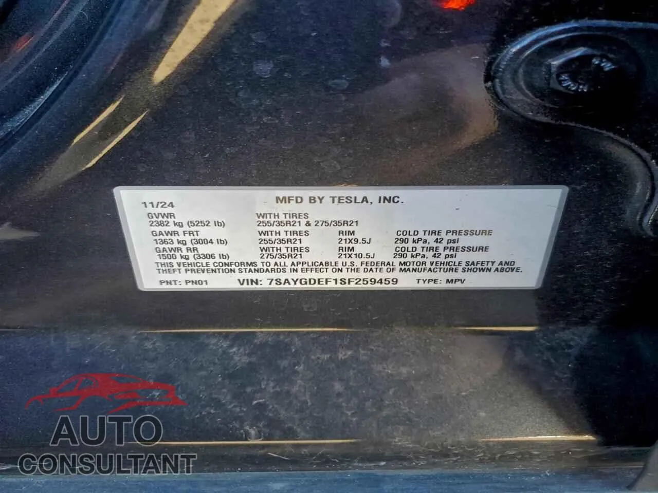 2025 TESLA MODEL Y Damaged VIN 7SAYGDEF1SF259459 – photo 12