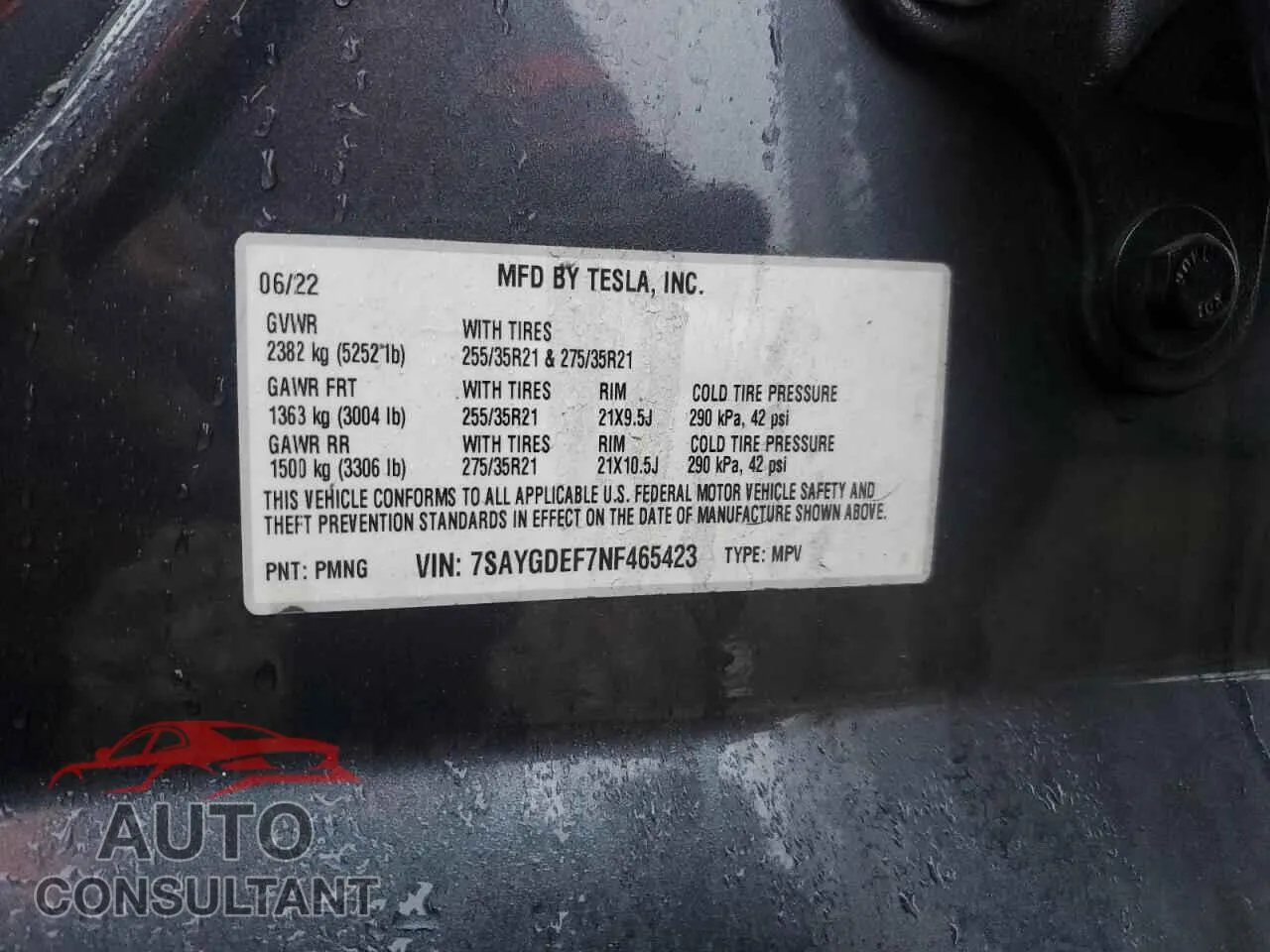2022 TESLA MODEL Y Damaged VIN 7SAYGDEF7NF465423 – photo 12 2022 TESLA MODEL Y Damaged VIN 7SAYGDEF7NF465423 – photo 12