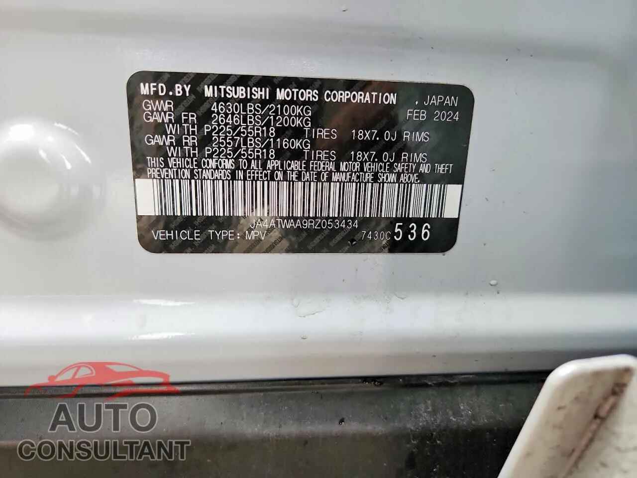 2024 MITSUBISHI ECLIPSE Damaged VIN JA4ATWAA9RZ053434 – photo 12