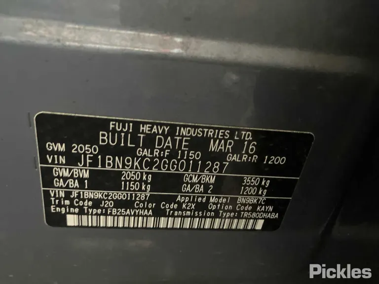 2016 Subaru Liberty Damaged VIN JF1BN9KC2GG011287 – trunk area