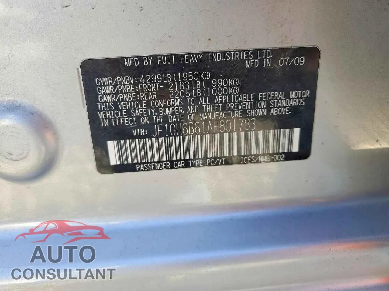 2010 SUBARU IMPREZA Damaged VIN JF1GH6B61AH801783 – photo 12
