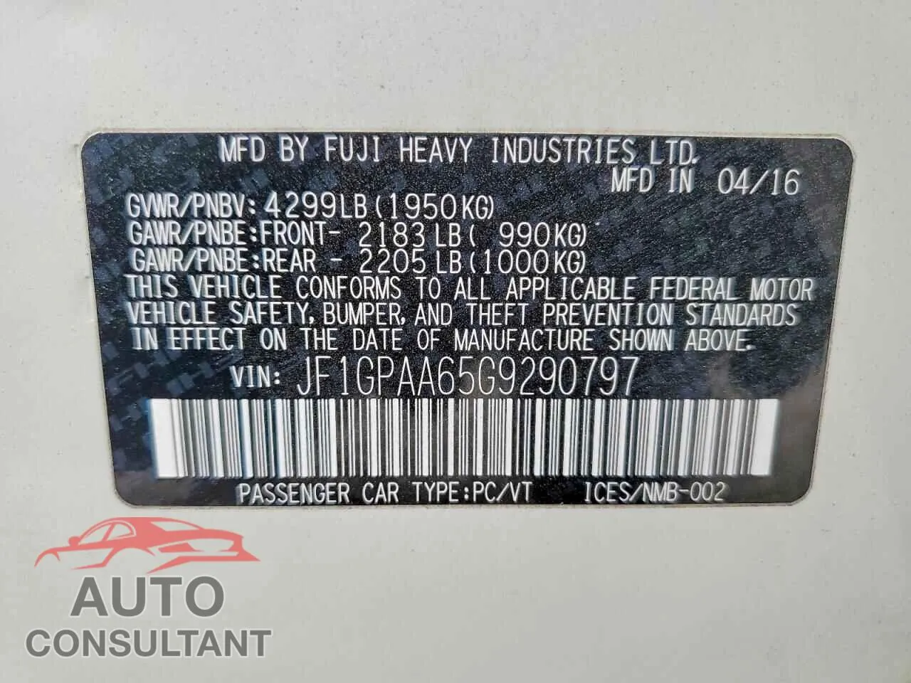 2016 SUBARU IMPREZA Damaged VIN JF1GPAA65G9290797 – photo 12