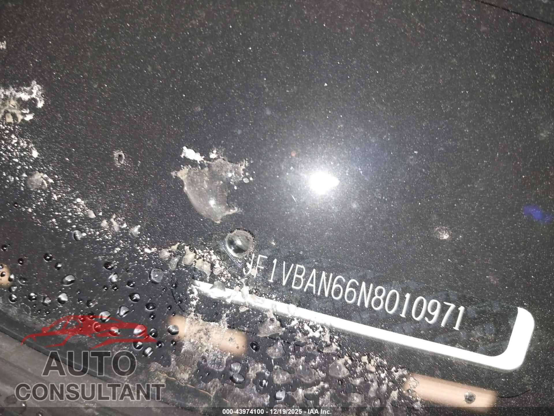 2022 SUBARU WRX Damaged VIN JF1VBAN66N8010971 – trunk area