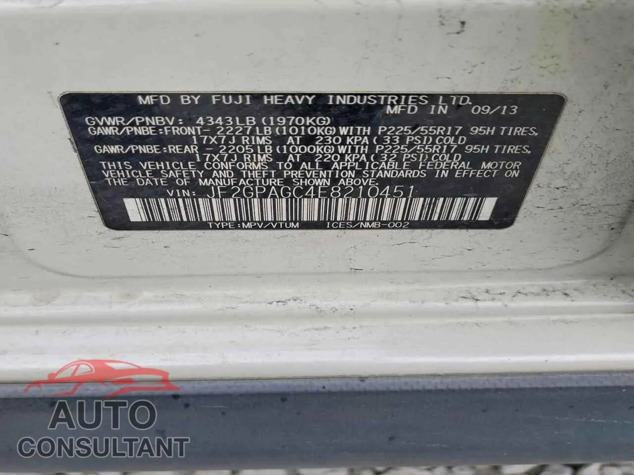2014 SUBARU XV Damaged VIN JF2GPAGC4E8210451 – photo 13