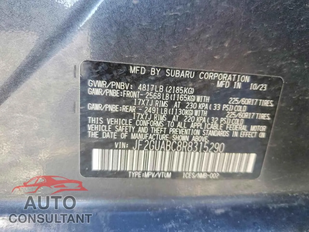 2024 SUBARU CROSSTREK Damaged VIN JF2GUABC8R8315290 – photo 12
