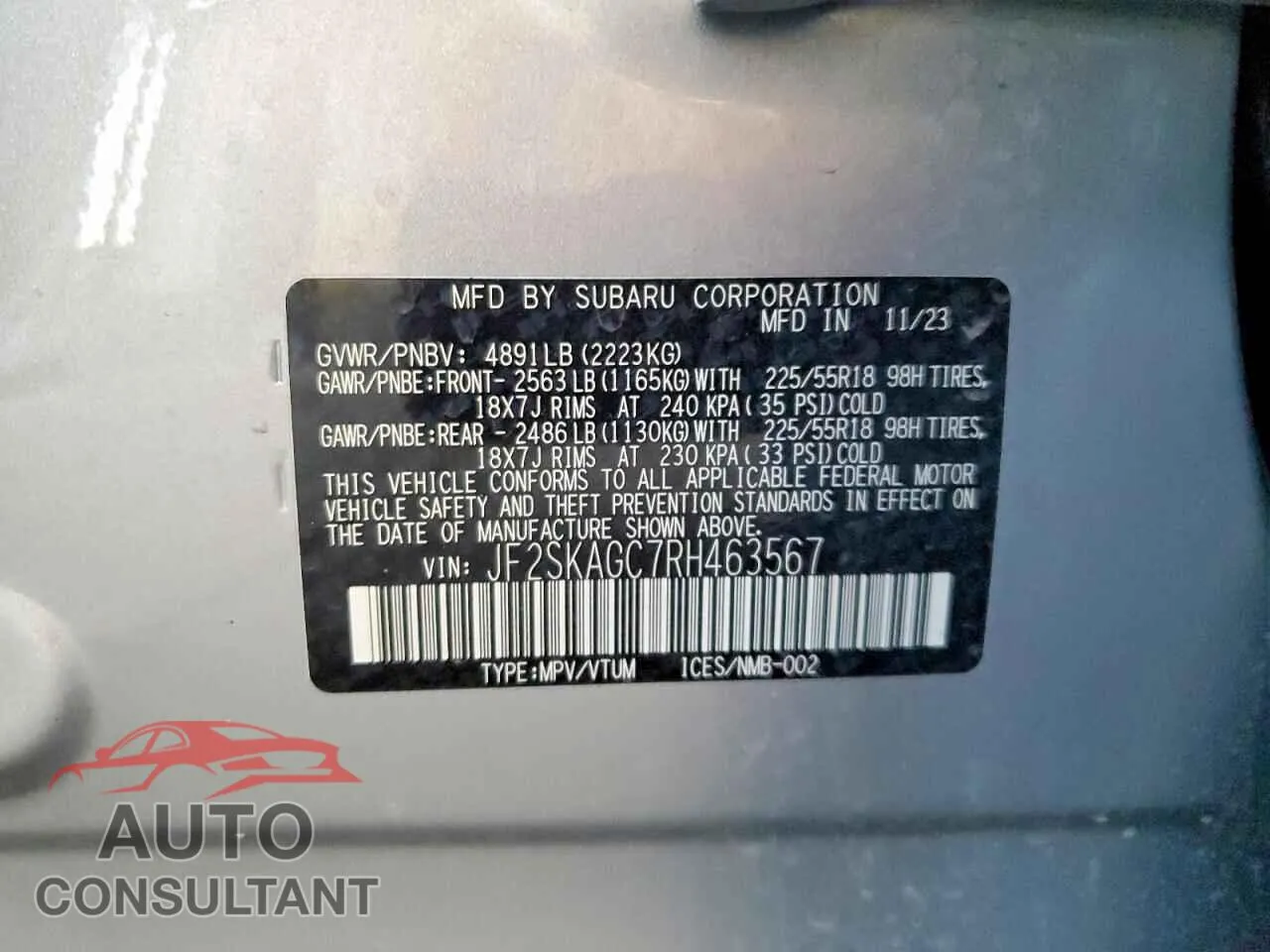 2024 SUBARU FORESTER Damaged VIN JF2SKAGC7RH463567 – photo 12