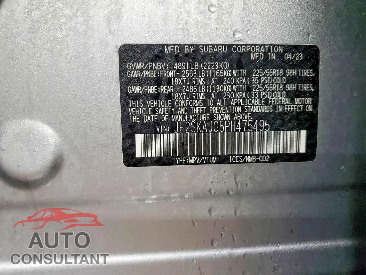 2023 SUBARU FORESTER Damaged VIN JF2SKAJC5PH475495 – photo 13