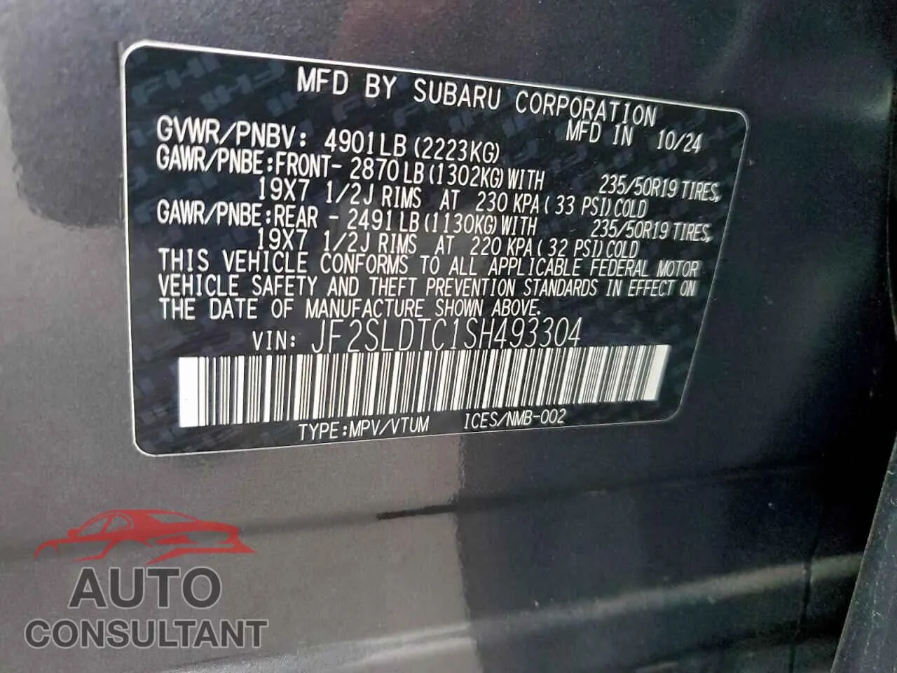 2025 SUBARU FORESTER Damaged VIN JF2SLDTC1SH493304 – photo 13