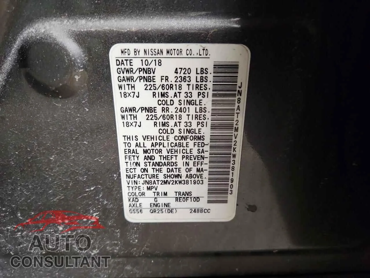 2019 NISSAN ROGUE Damaged VIN JN8AT2MV2KW381903 – photo 13
