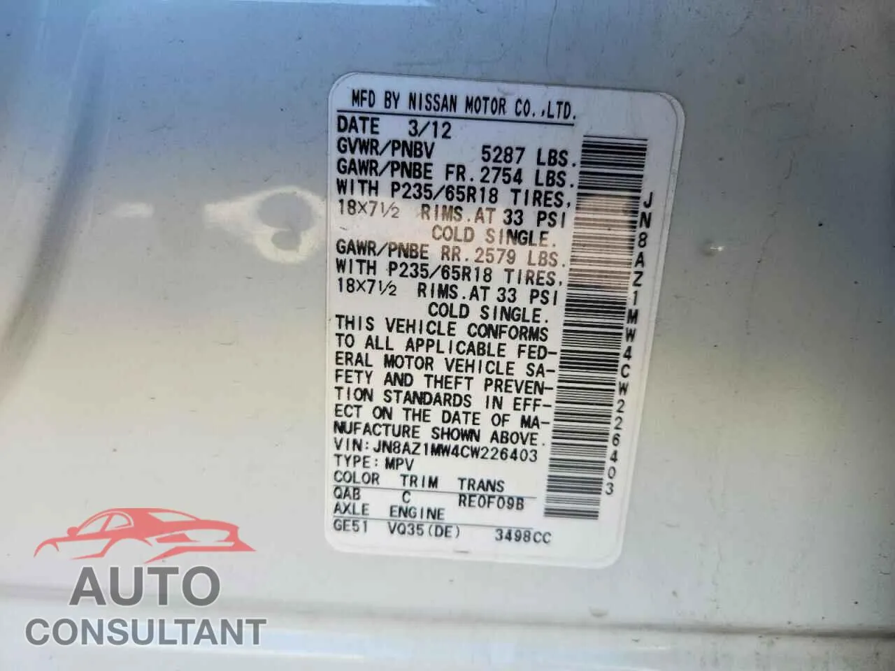 2012 NISSAN MURANO Damaged VIN JN8AZ1MW4CW226403 – photo 14