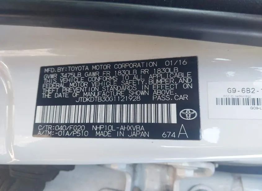 2016 TOYOTA Prius C Used VIN JTDKDTB30G1121928 – photo 18