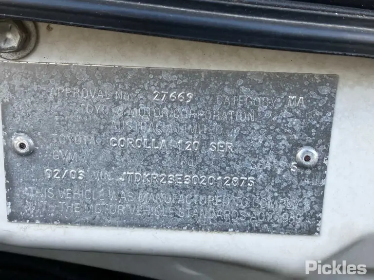 2003 Toyota Corolla Damaged VIN JTDKR23E302012875 – rear exterior