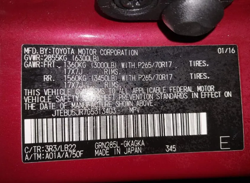 2016 TOYOTA 4Runner Used VIN JTEBU5JR7G5313403 – photo 11