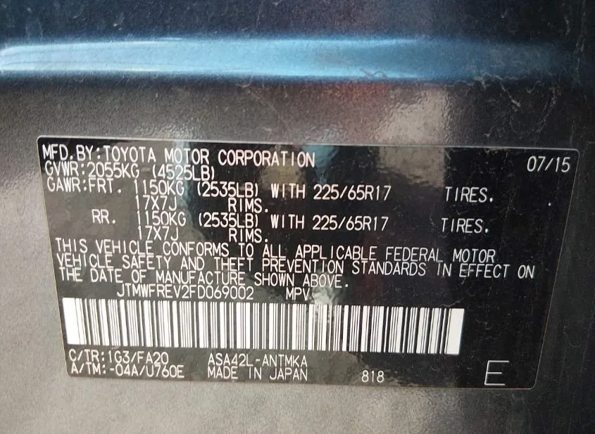 2015 TOYOTA RAV4 Used VIN JTMWFREV2FD069002 – photo 11