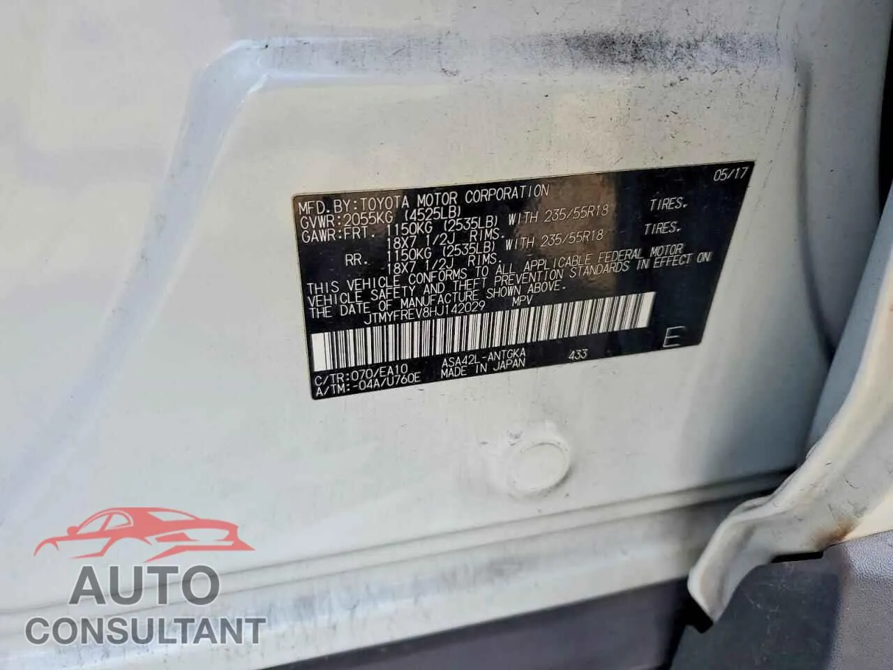 2017 TOYOTA RAV4 Damaged VIN JTMYFREV8HJ142029 – photo 12