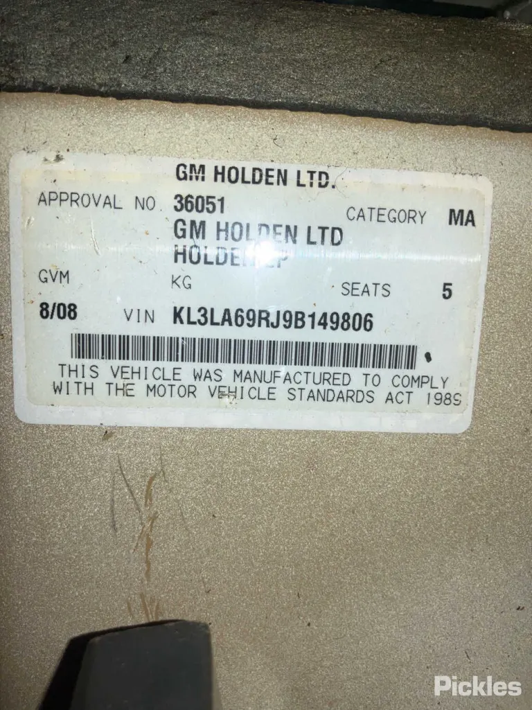 2008 Holden Epica Damaged VIN KL3LA69RJ9B149806 – odometer reading