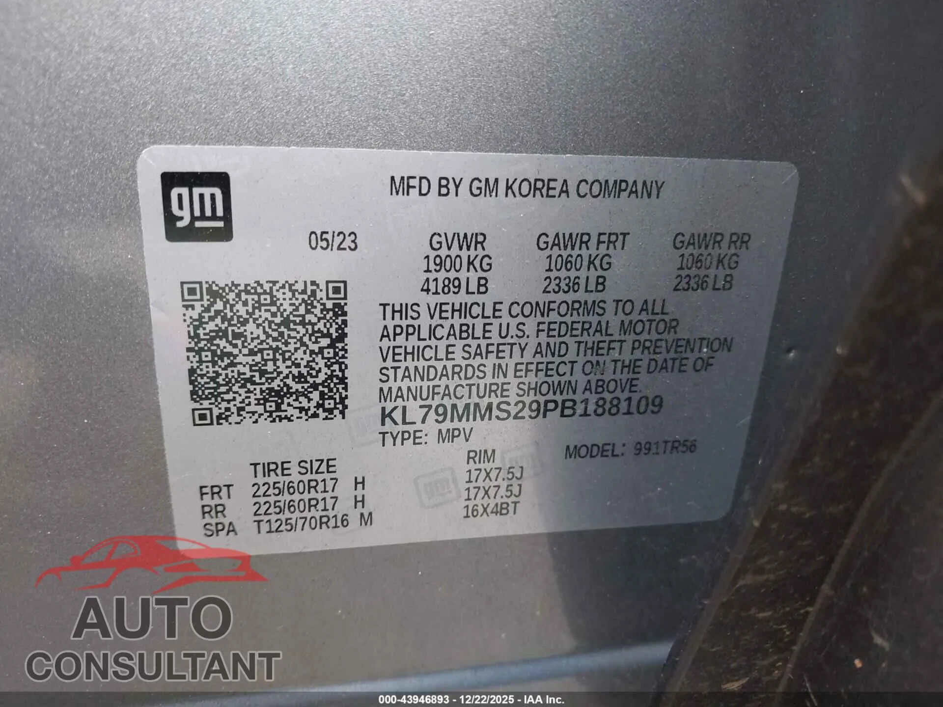 2023 CHEVROLET TRAILBLAZER Damaged VIN KL79MMS29PB188109 – trunk area 2023 CHEVROLET TRAILBLAZER Damaged VIN KL79MMS29PB188109 – trunk area