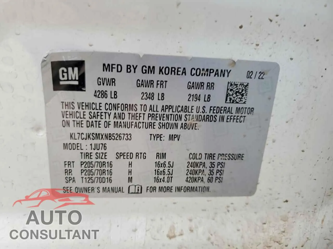 2022 CHEVROLET TRAX Damaged VIN KL7CJKSMXNB526733 – photo 12
