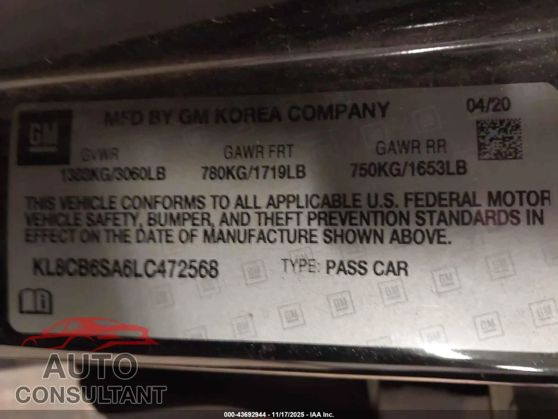 2020 CHEVROLET SPARK Damaged VIN KL8CB6SA6LC472568 – trunk area 2020 CHEVROLET SPARK Damaged VIN KL8CB6SA6LC472568 – trunk area