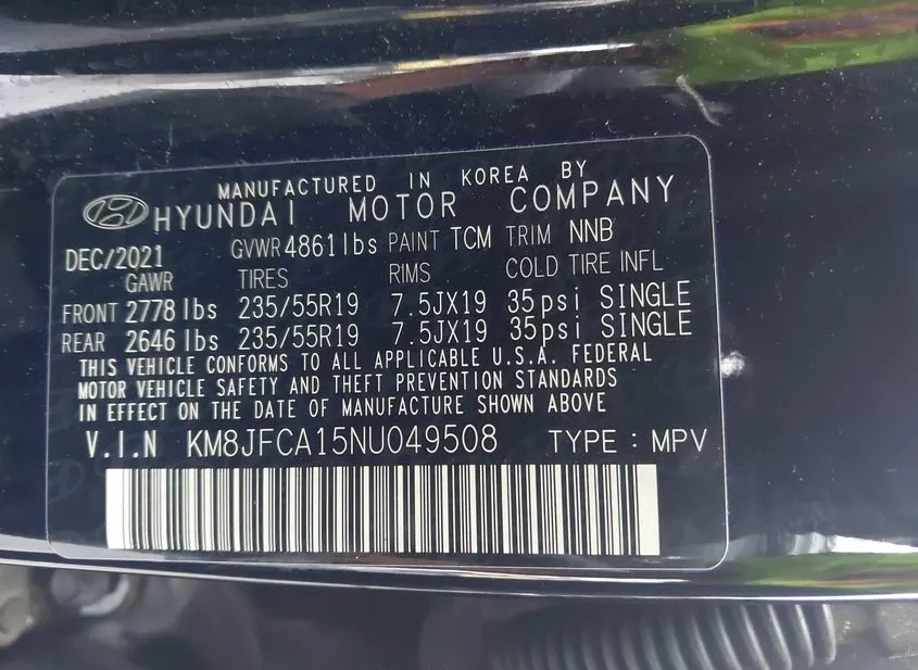 2022 HYUNDAI Tucson Used VIN KM8JFCA15NU049508 – photo 14