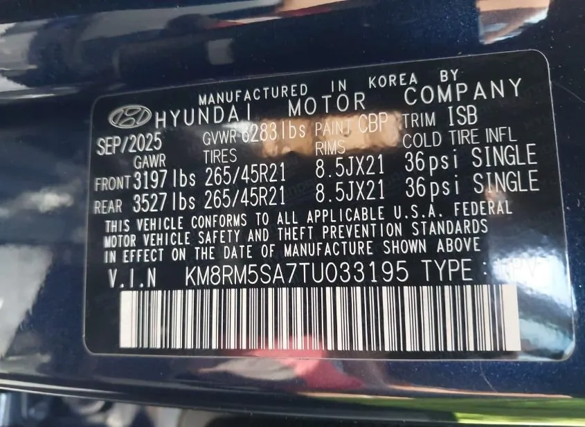2026 HYUNDAI Palisade Used VIN KM8RM5SA7TU033195 – photo 16