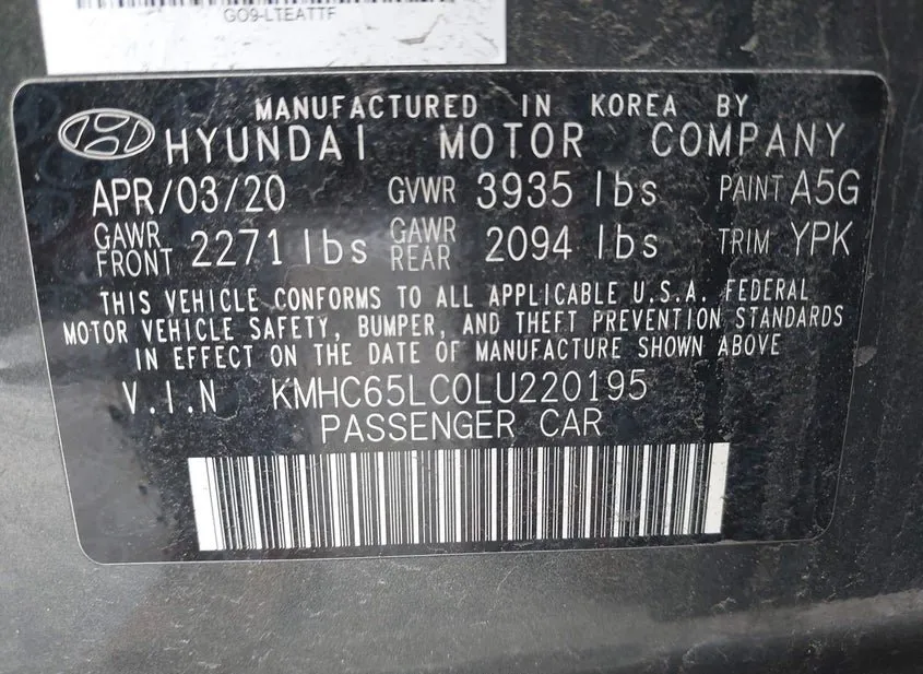 2020 HYUNDAI Ioniq Used VIN KMHC65LC0LU220195 – dashboard