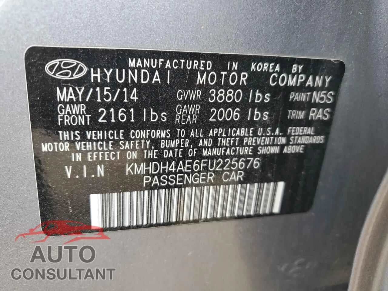 2015 HYUNDAI ELANTRA Damaged VIN KMHDH4AE6FU225676 – photo 12