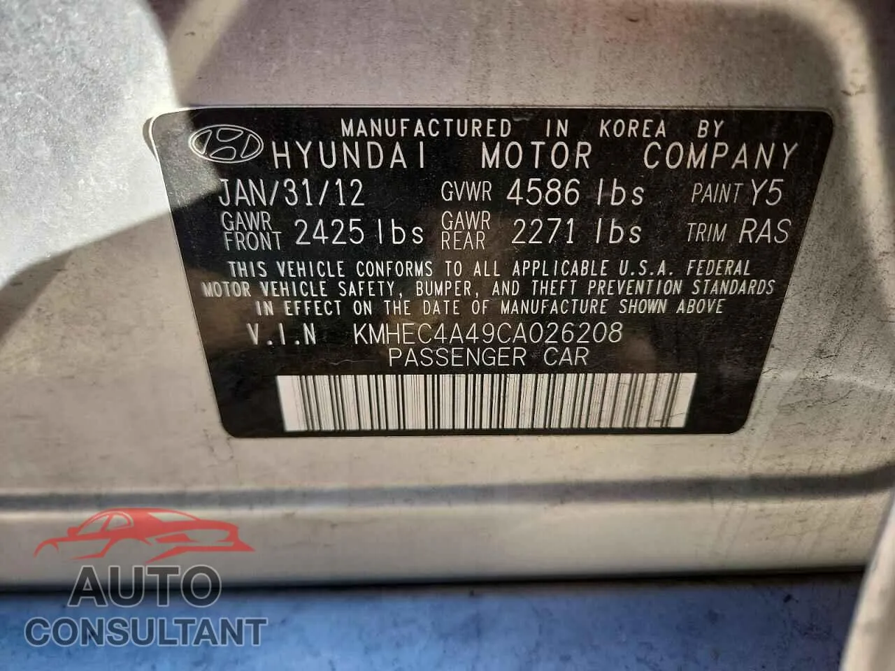 2012 HYUNDAI SONATA Damaged VIN KMHEC4A49CA026208 – photo 12