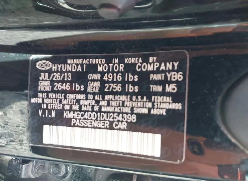 2013 HYUNDAI Genesis Used VIN KMHGC4DD1DU254398 – side profile