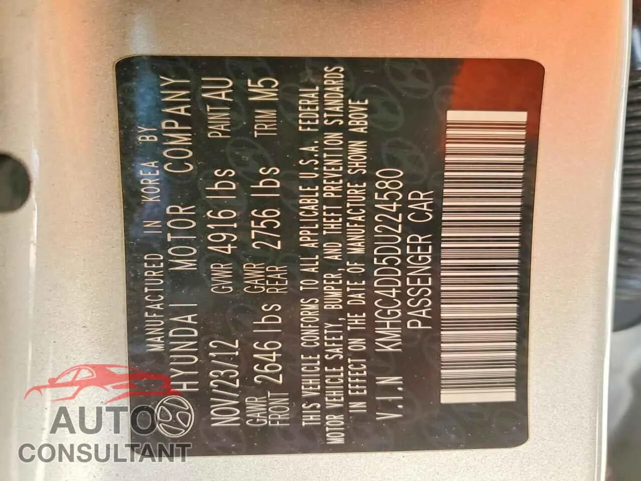 2013 HYUNDAI GENESIS Damaged VIN KMHGC4DD5DU224580 – photo 12