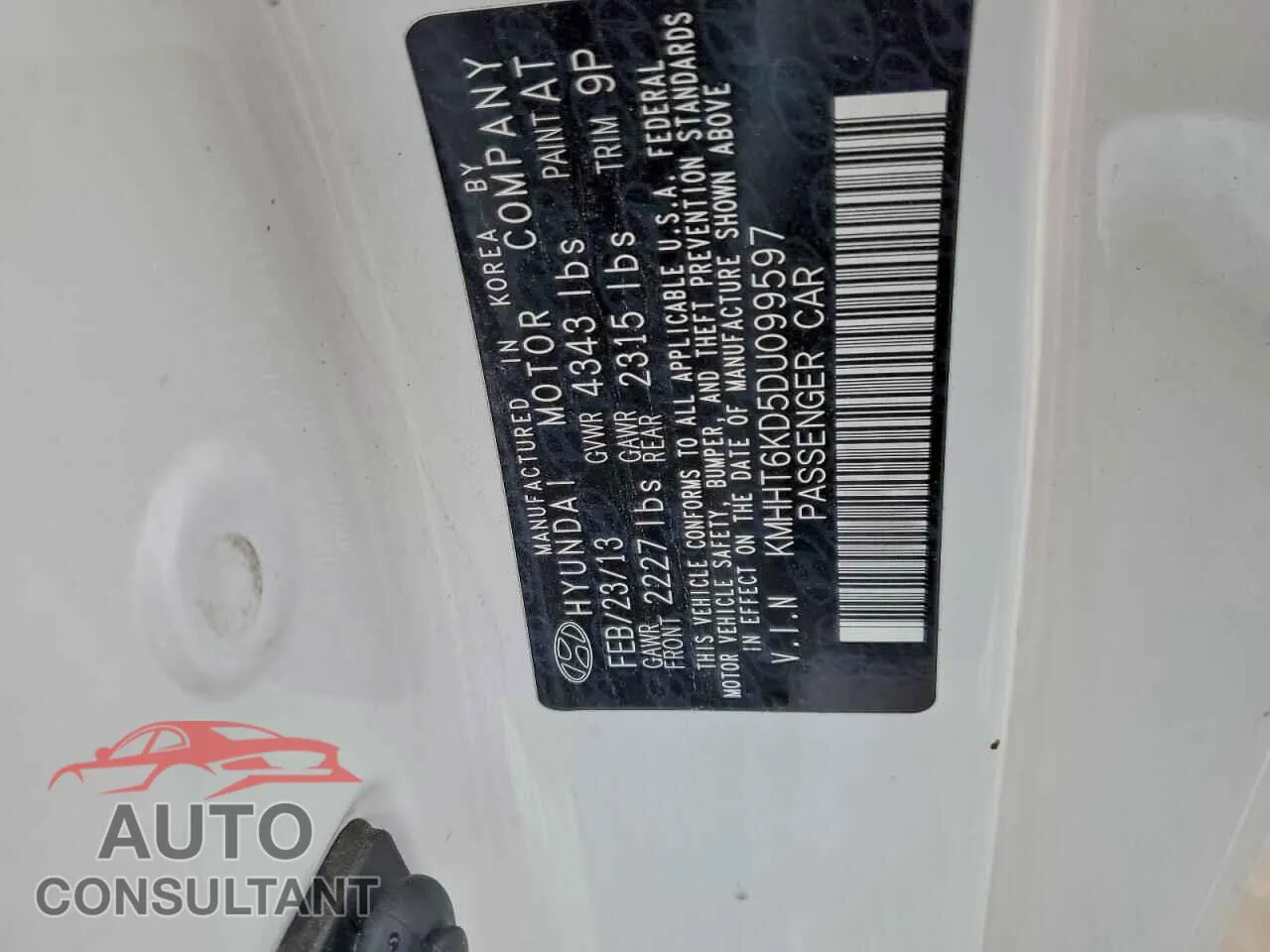 2013 HYUNDAI GENESIS Damaged VIN KMHHT6KD5DU099597 – photo 13