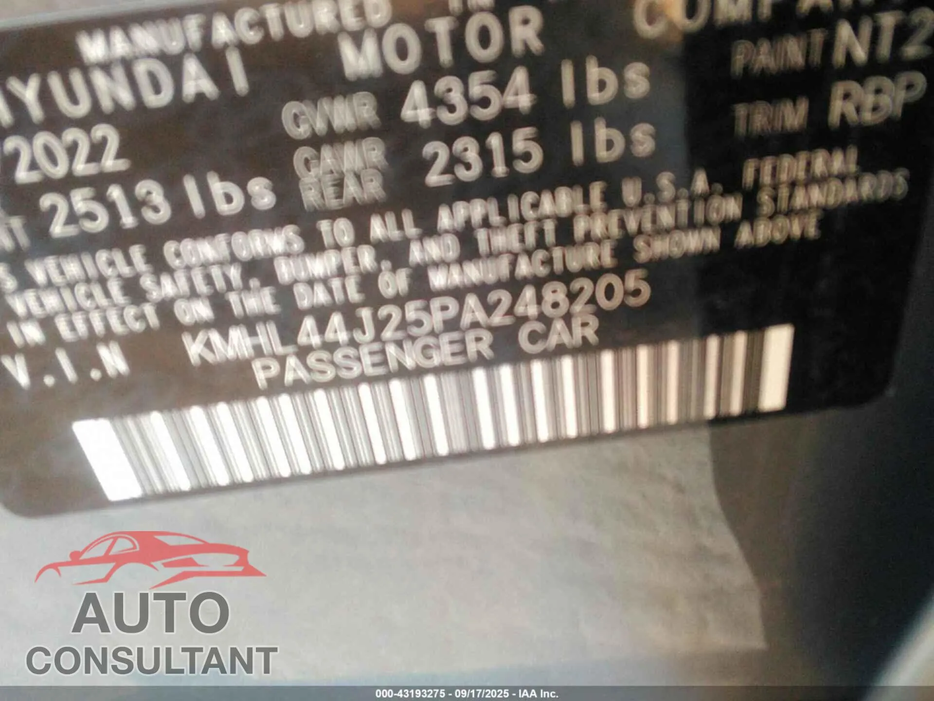 2023 HYUNDAI SONATA Damaged VIN KMHL44J25PA248205 – trunk area