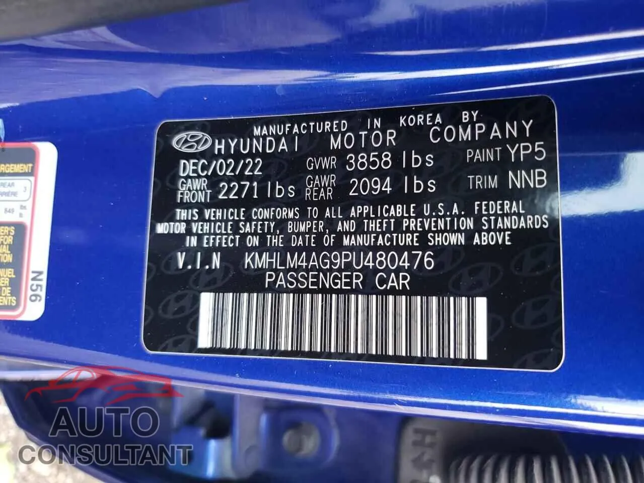 2023 HYUNDAI ELANTRA Damaged VIN KMHLM4AG9PU480476 – photo 12