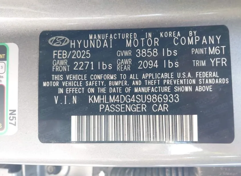 2025 HYUNDAI Elantra Used VIN KMHLM4DG4SU986933 – exterior detail