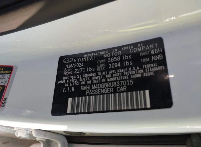 2024 HYUNDAI Elantra Used VIN KMHLM4DG8RU837015 – odometer reading 2024 HYUNDAI Elantra Used VIN KMHLM4DG8RU837015 – odometer reading