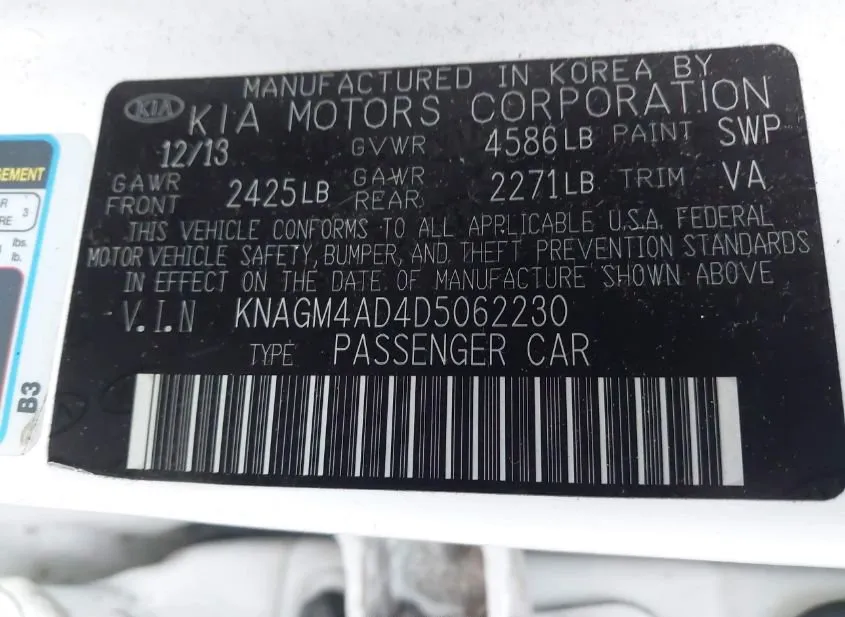 2013 KIA Optima Used VIN KNAGM4AD4D5062230 – photo 11 2013 KIA Optima Used VIN KNAGM4AD4D5062230 – photo 11