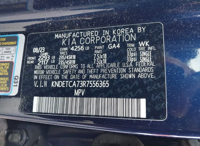 2024 KIA Seltos Used VIN KNDETCA73R7556365 – interior seats