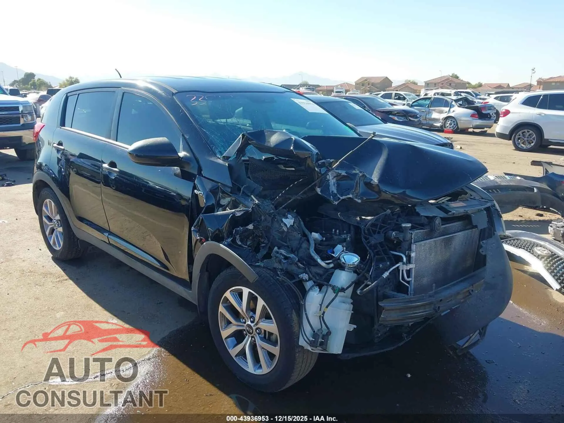 2015 KIA SPORTAGE Damaged VIN KNDPBCAC6F7675354 – engine bay