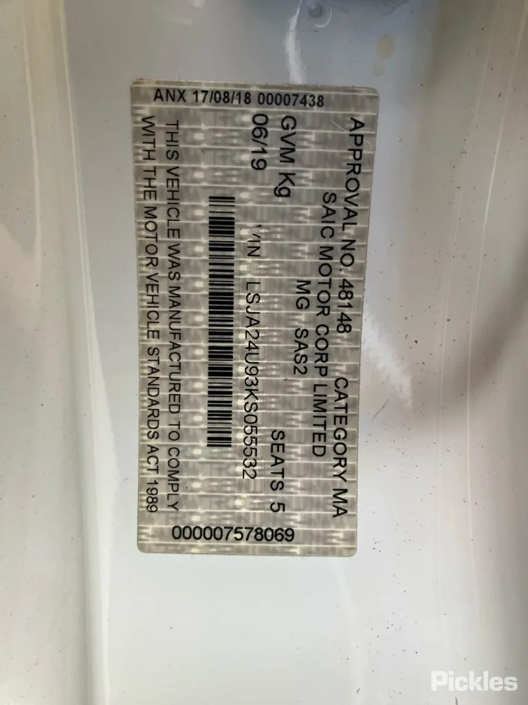 2019 MG GS Damaged VIN LSJA24U93KS055532 – odometer reading