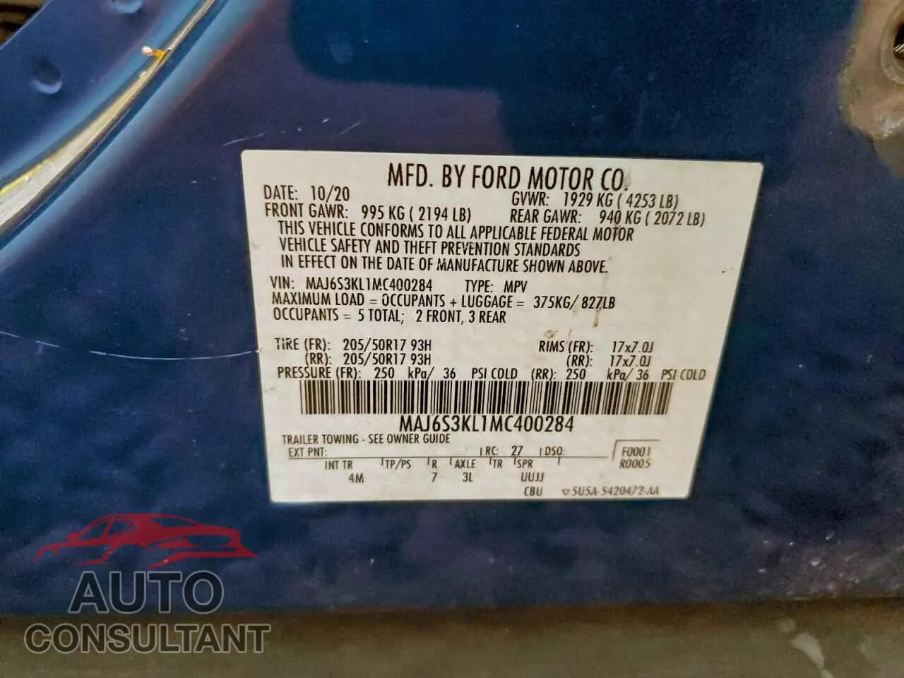 2021 FORD ECOSPORT Damaged VIN MAJ6S3KL1MC400284 – photo 13