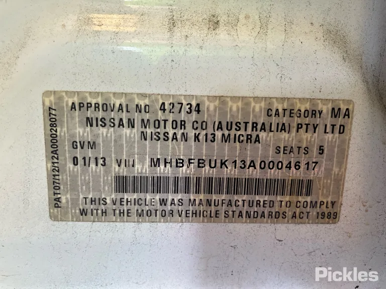 2013 Nissan Micra Used VIN MHBFBUK13A0004617 – interior seats