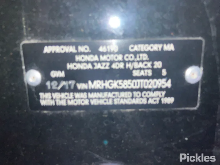 2017 Honda Jazz Damaged VIN MRHGK5850JT020954 – side profile