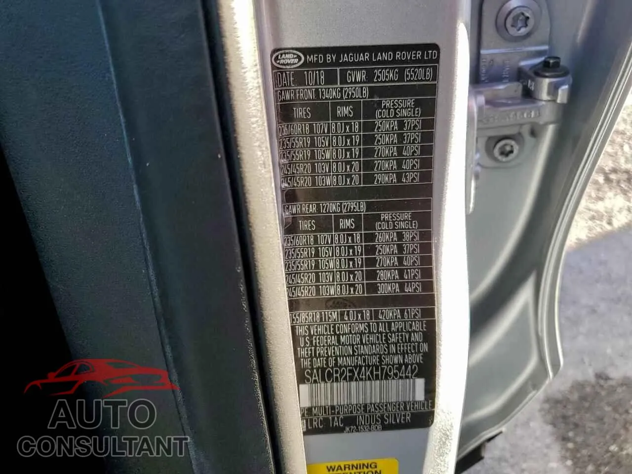 2019 LAND ROVER DISCOVERY Damaged VIN SALCR2FX4KH795442 – photo 14
