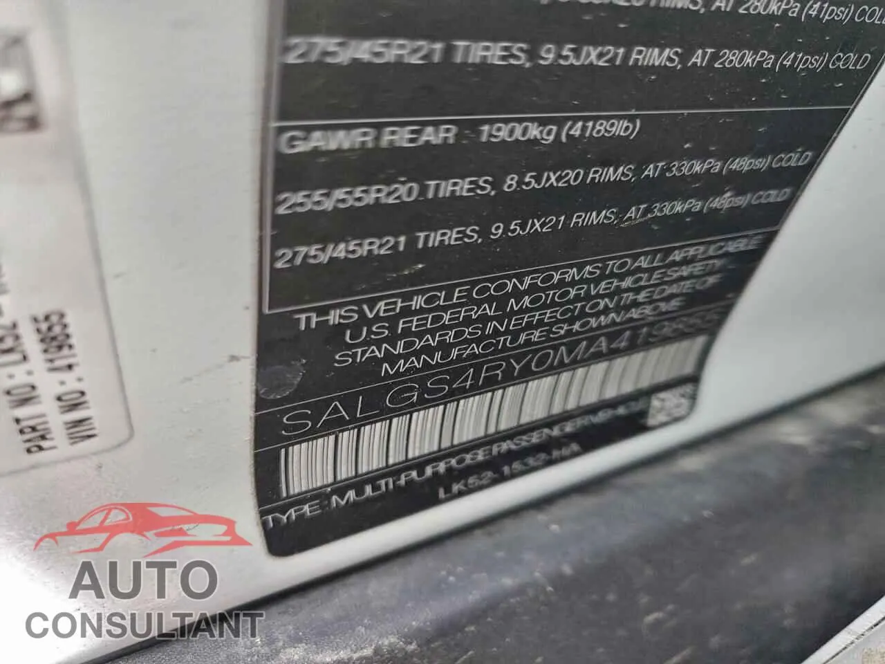 2021 LAND ROVER RANGEROVER Damaged VIN SALGS4RY0MA419855 – photo 13