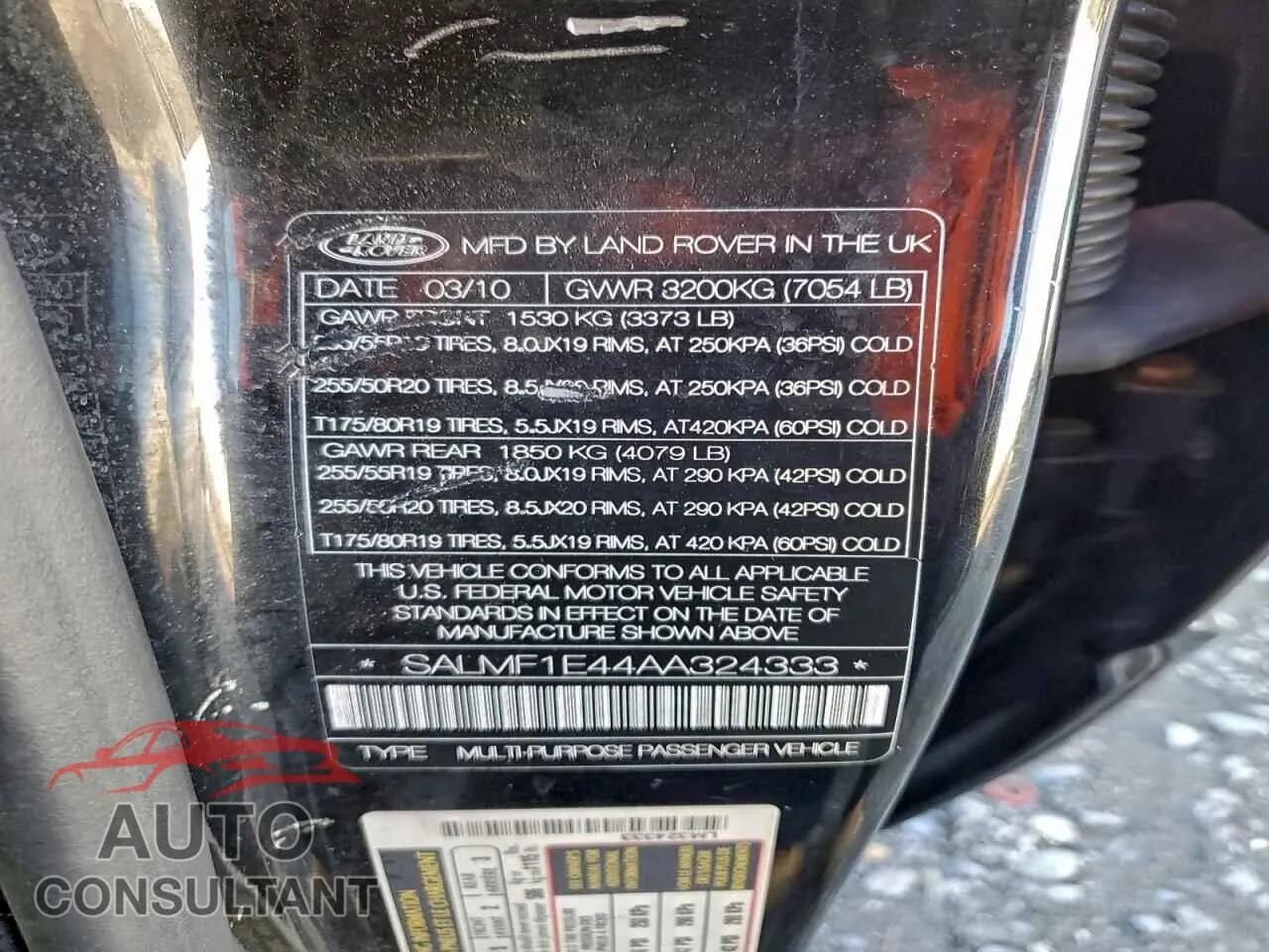 2010 LAND ROVER RANGEROVER Damaged VIN SALMF1E44AA324333 – photo 13