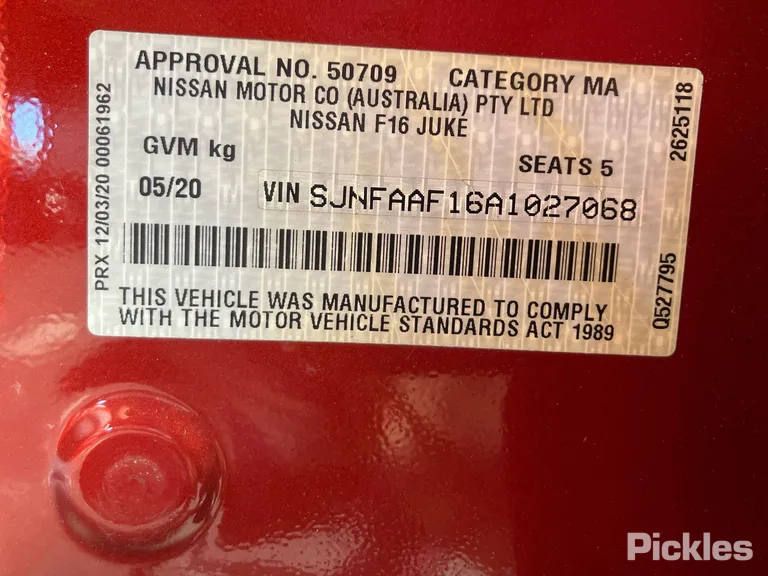 2020 Nissan JUKE Used VIN SJNFAAF16A1027068 – odometer reading