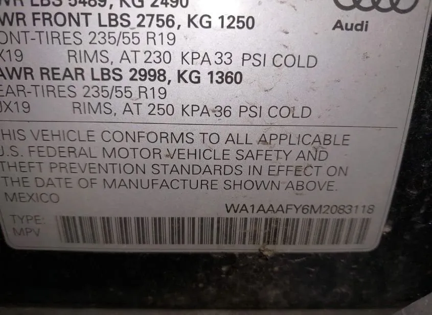 2021 AUDI Q5 Used VIN WA1AAAFY6M2083118 – odometer reading