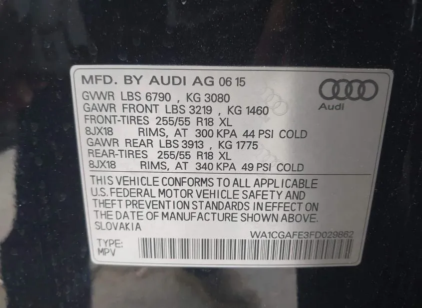 2015 AUDI Q7 Used VIN WA1CGAFE3FD029862 – side profile